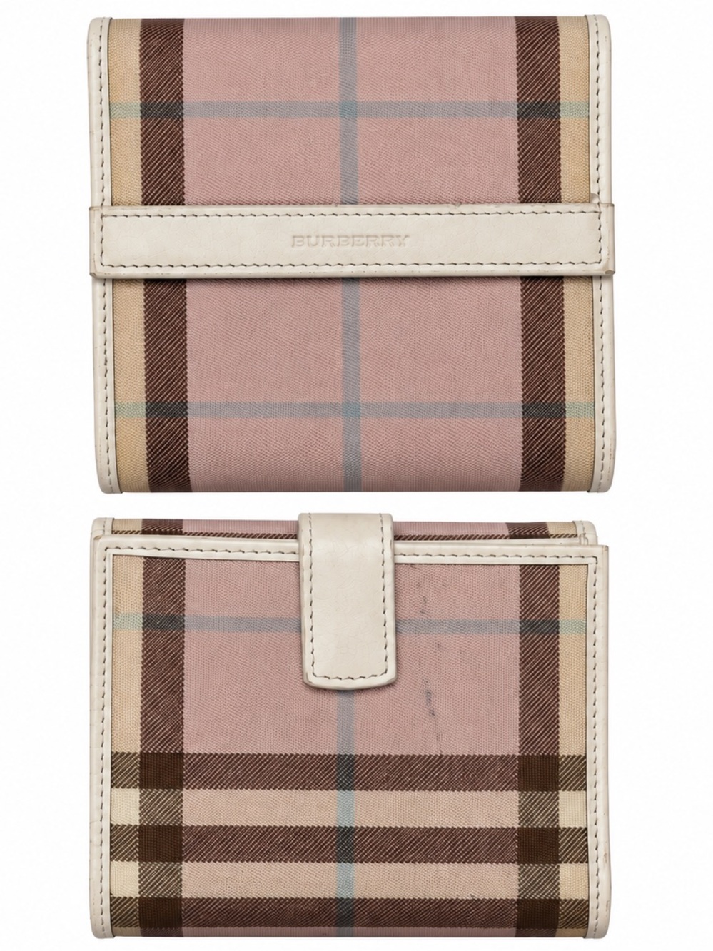 Burberry Pink Nova Check Plaid Compact Bifold Wallet
